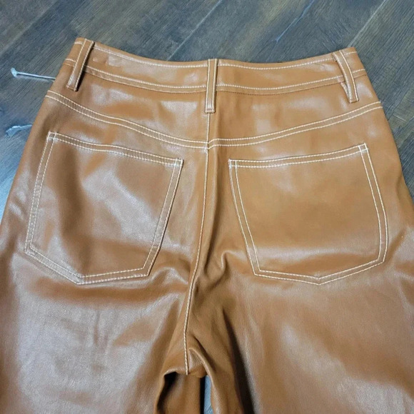 Staud Eli Vegan Leather Pant Cognac Brown Caramel Size 0 - Picture 10 of 10